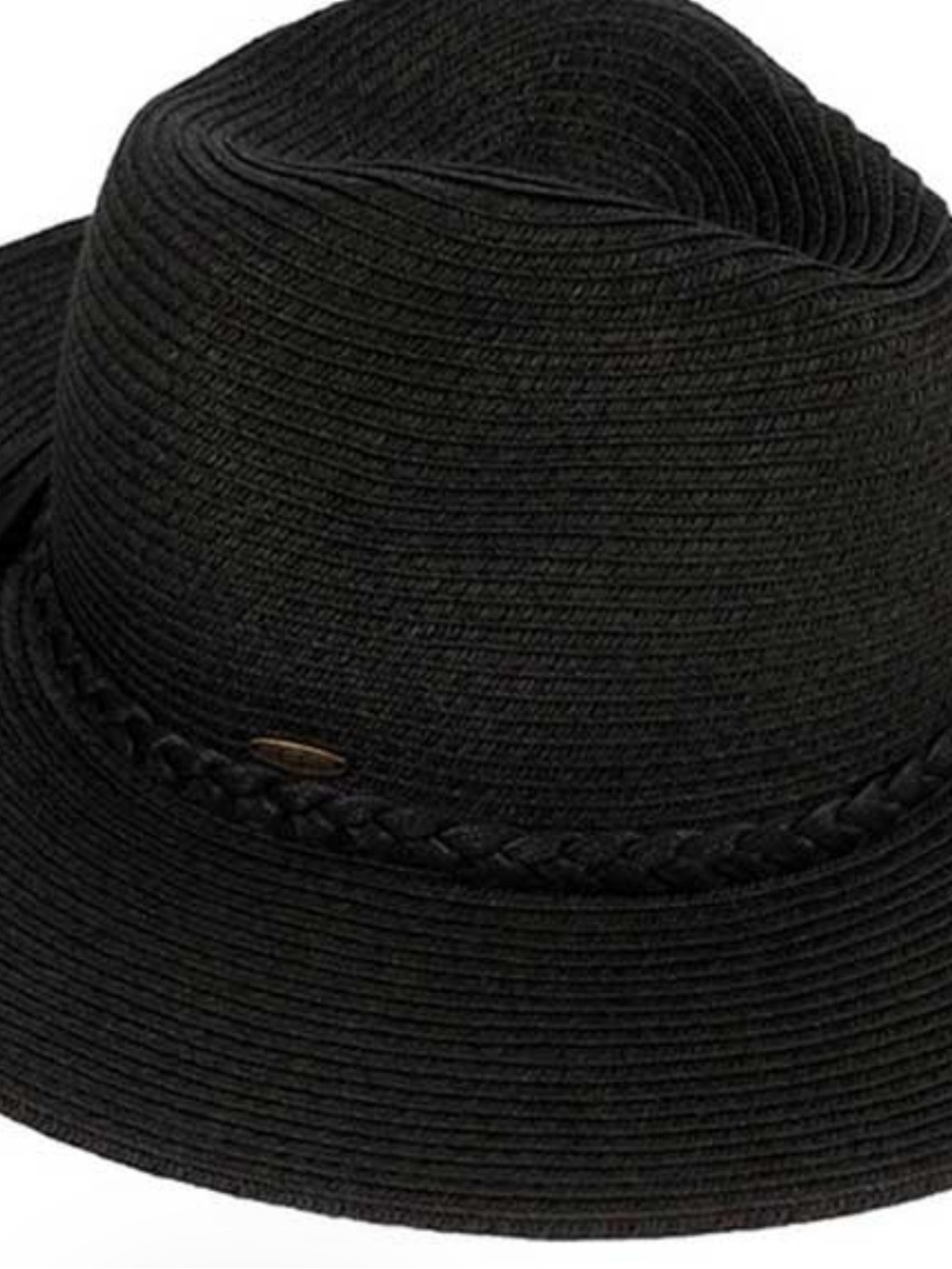 C.C New Black Wide-Brim Black Paper Braid Gambler Crown Sun Hat NWOT - Picture 12 of 15